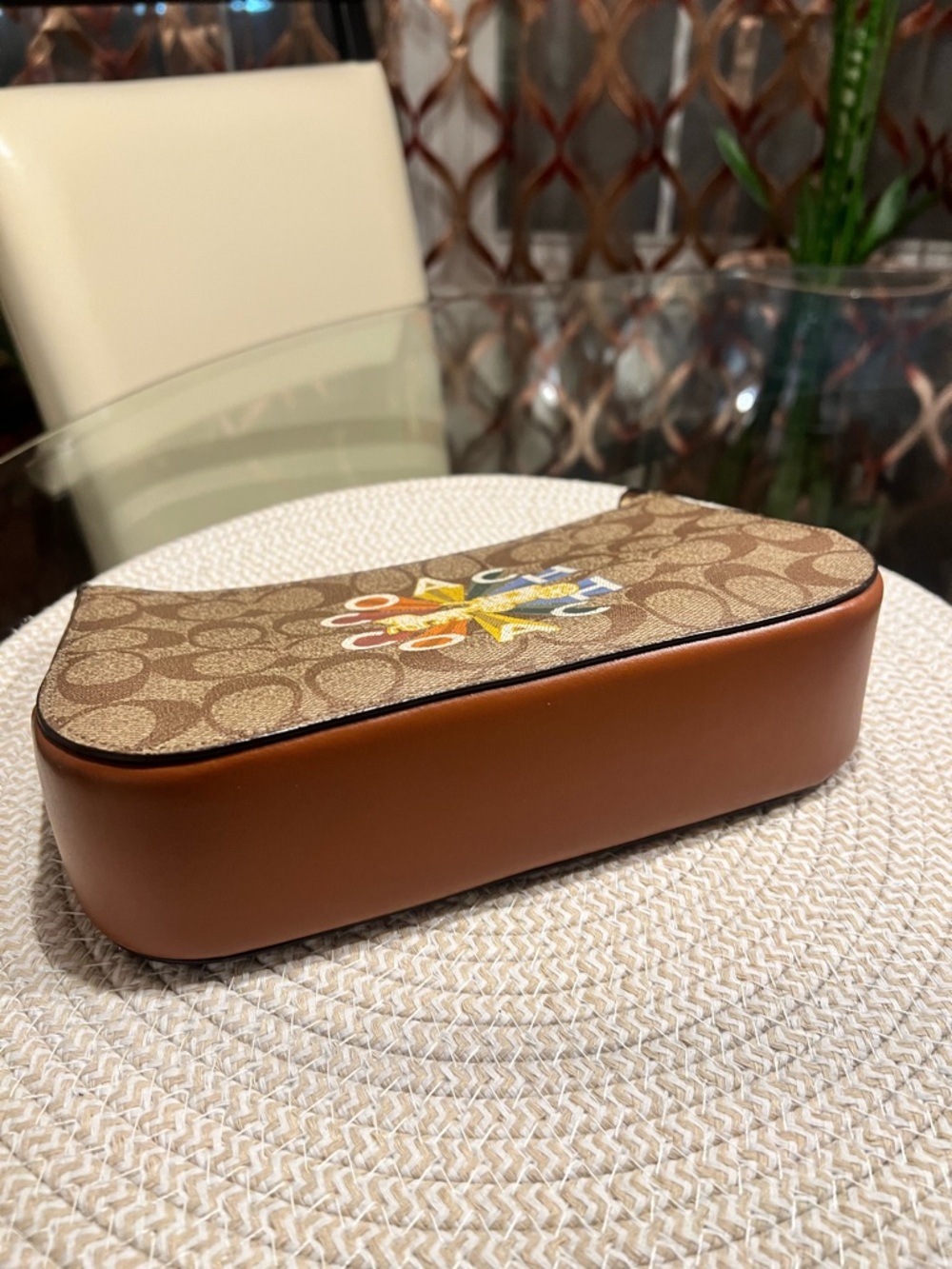 Coach Brown Signature Crossbody with Rainbow Strap - Picture 4 of 9